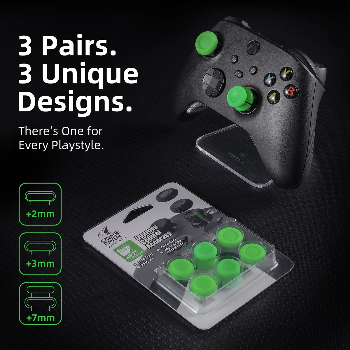 Skull & Co. Joystick Cap Thumb Grip Set FPS CQC Thumbstick Cover for ROG XBOX Ally X and Xbox Controller