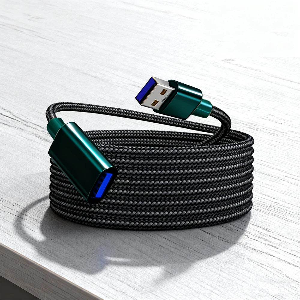 USB Extension Cables for Keyboards, Mice, Game Consoles, and Other Devices, Available in Four Colors.