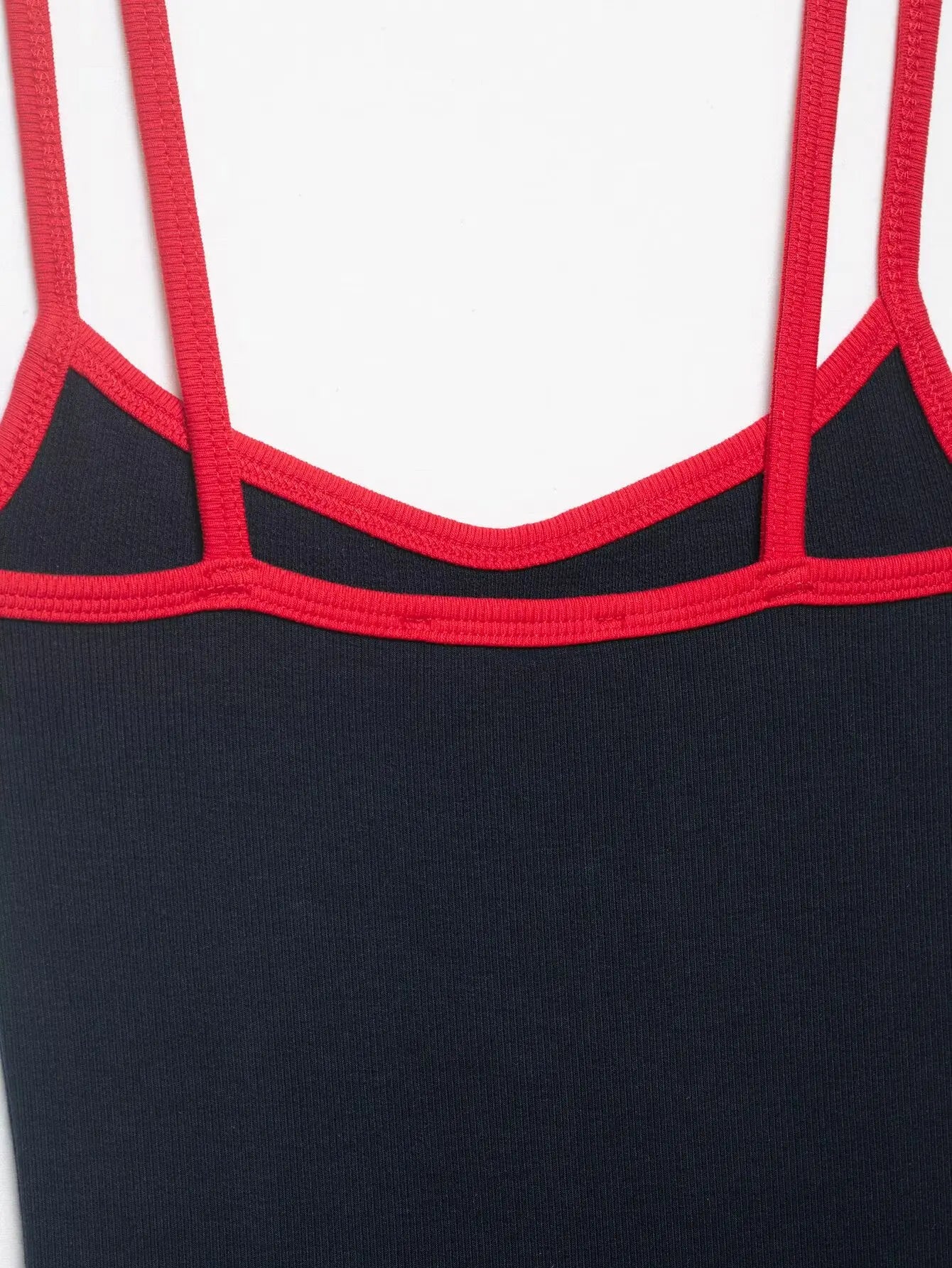 Women's Jumpsuit 2026 Summer New Cute Hot Girl Style Fashion Round Neck Color-Blocked Piping Straps Cotton Blend Fabric