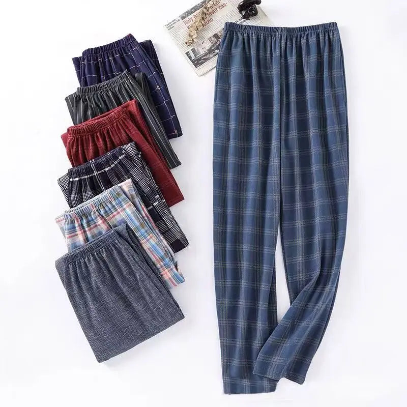 Men's Stylish Summer Pajama Pants, Thin Home Pants, Loose Breathable Air-Conditioned Pants with Elastic Waist