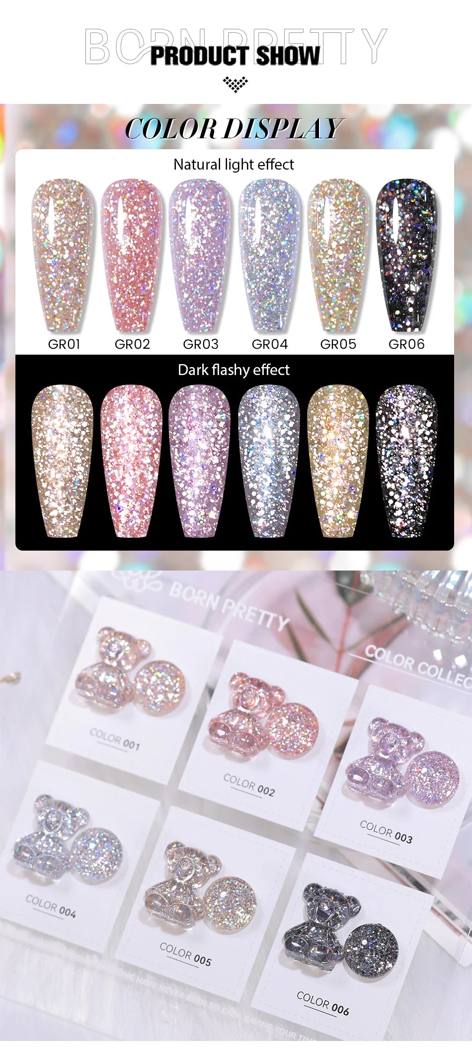 BORN PRETTY 10ml Sliver Reflective Gel Polish Sparking Glitter Semi Permanent Varnish Nail Art Soak Off Gel Varnish Manicure