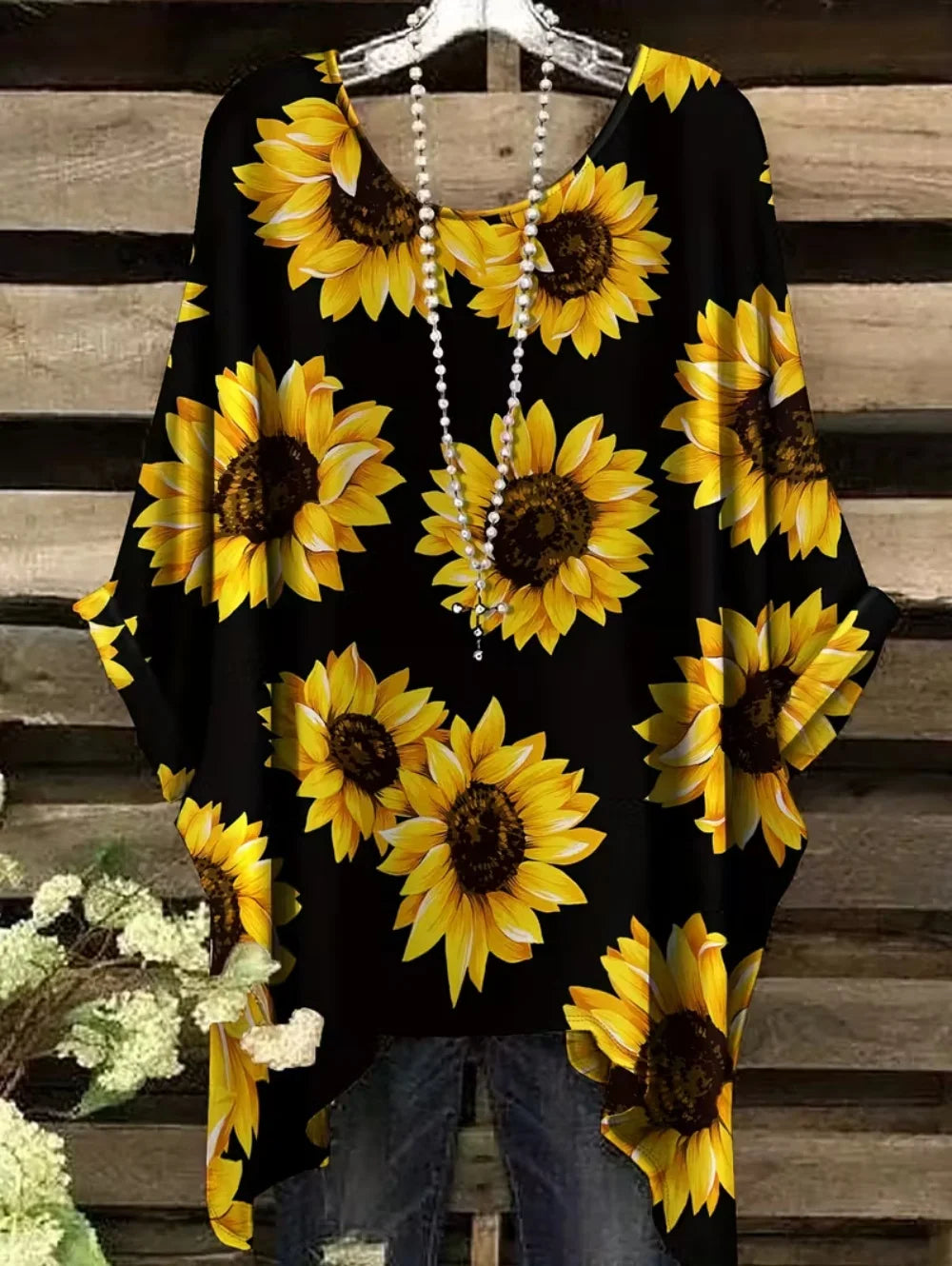 Bohemian Chic Women's T-Shirt Vintage Floral Graphic O-Neck Pullover Short Sleeve Tees Oversized Irregular Hemline Y2k Clothes