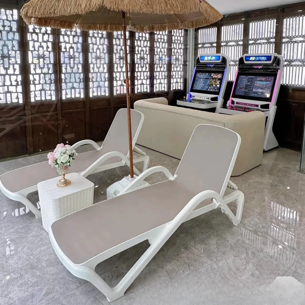 Outdoor Pool Chaise Lounges Hot Spring Hammam Bathroom Plastic Leisure Beds Beach Amusement Park Hotel Lounges
