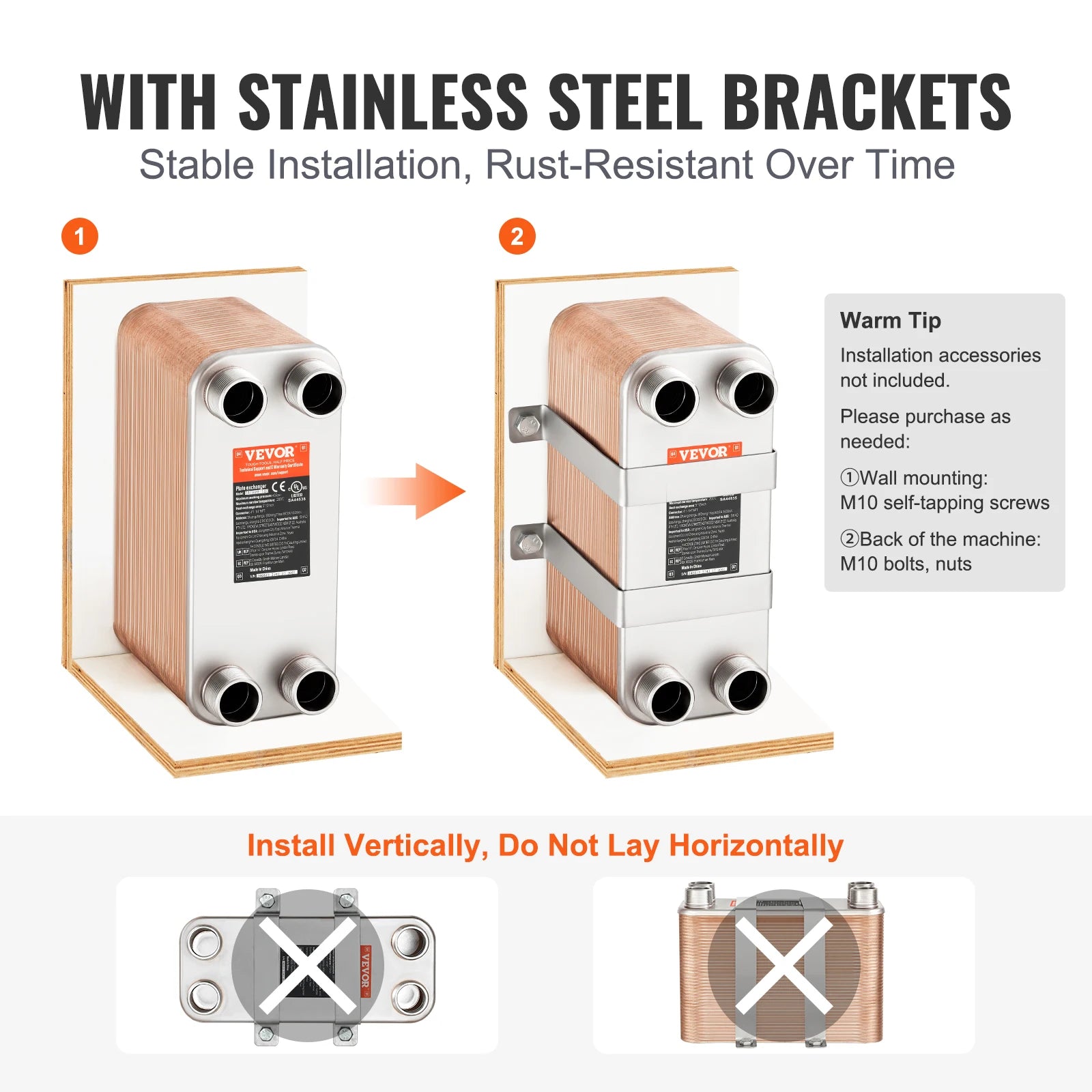 SucceBuy Heat Exchanger 5"x 12" 80 Plates Brazed Plate Stainless Steel For Floor Heating Water Heating Snow Melting Beer Cooling
