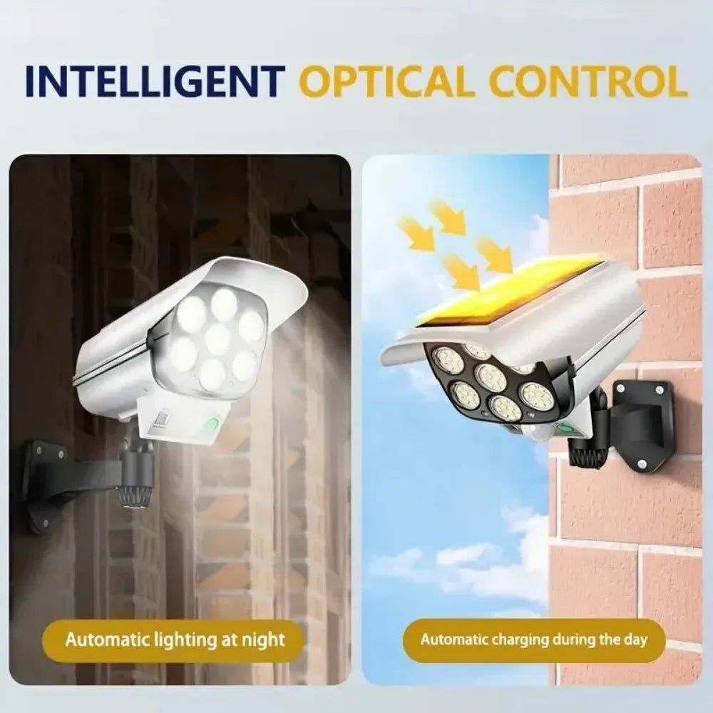 Outdoor Motion-Sensor Solar Light 77 LED Flood Lights Security Camera Ideal for Porches, Gardens, and Patios