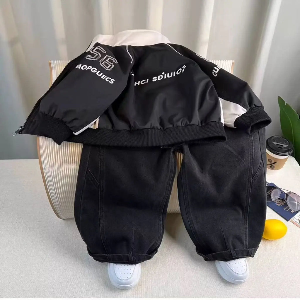 Boys' Outerwear Autumn Children's Cool And Handsome Motorcycle Suit 2026 New Stylish Baby Thin Jacket Trend