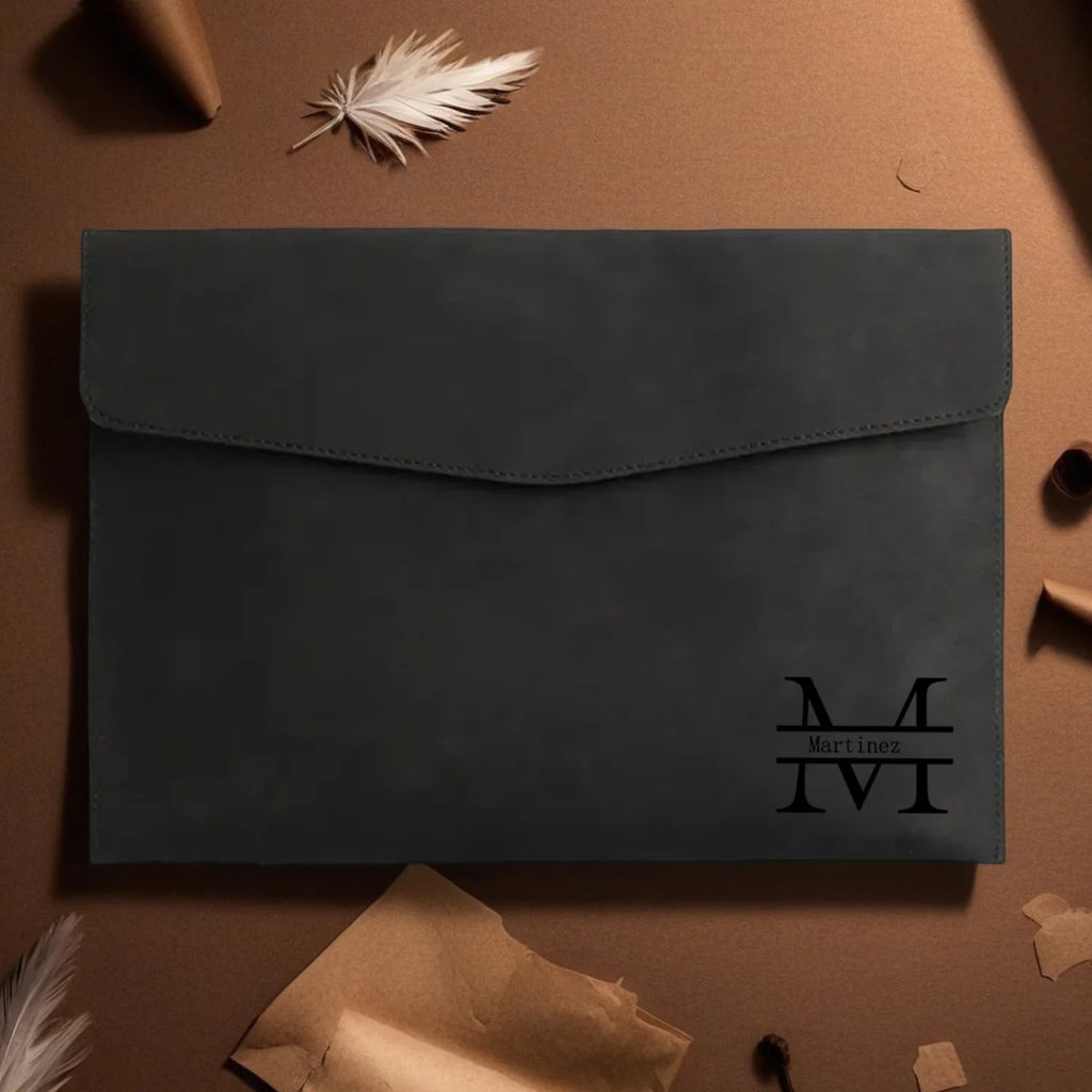 Customized Name PU Leather A4 Document Bag, 5 Colors, File Folder for Office & Travel, Stylish Organizer