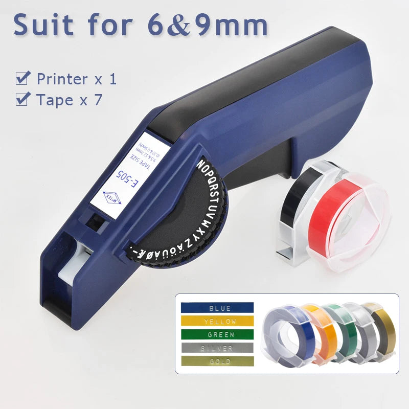 Original Motex E5500 E-505 Manual Label Maker e-5500 Suit For 6/9mm DYMO 3D Embossed Tape Can Replace 1610 12965 1880