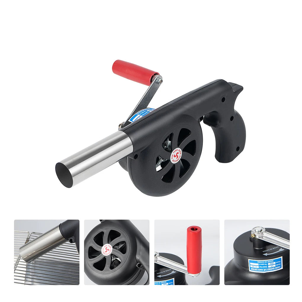 220V BBQ Fan Small Blast Engine with Air Collecting Adjustable Speed Cooking Tool US/EU Plug Handheld Barbecue Blower Camping