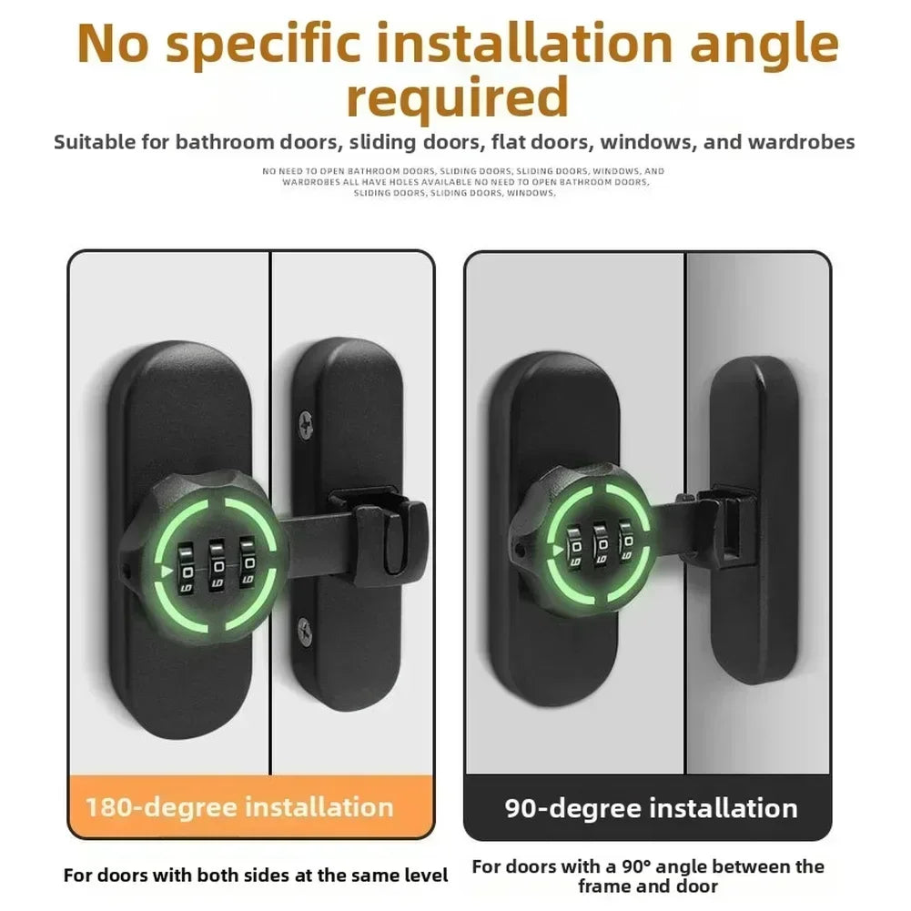 Password Door Latch 90/180 Degree Barn Sliding Bathroom Lock Digit Security Password Keyless Drawer Cam Lock For Drawers Cabinet