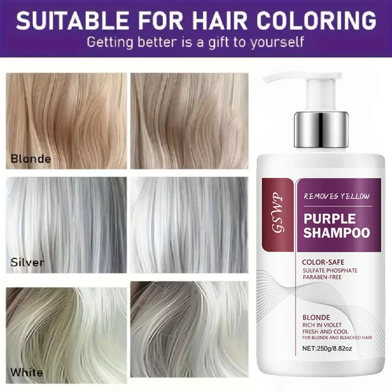 GSWP Yellow-Purple Color-Removing Shampoo, Deeply Cleanses, Moisturizes Hair, Neutralizes Brassy Tones, Protects Dyed Hair. 250g