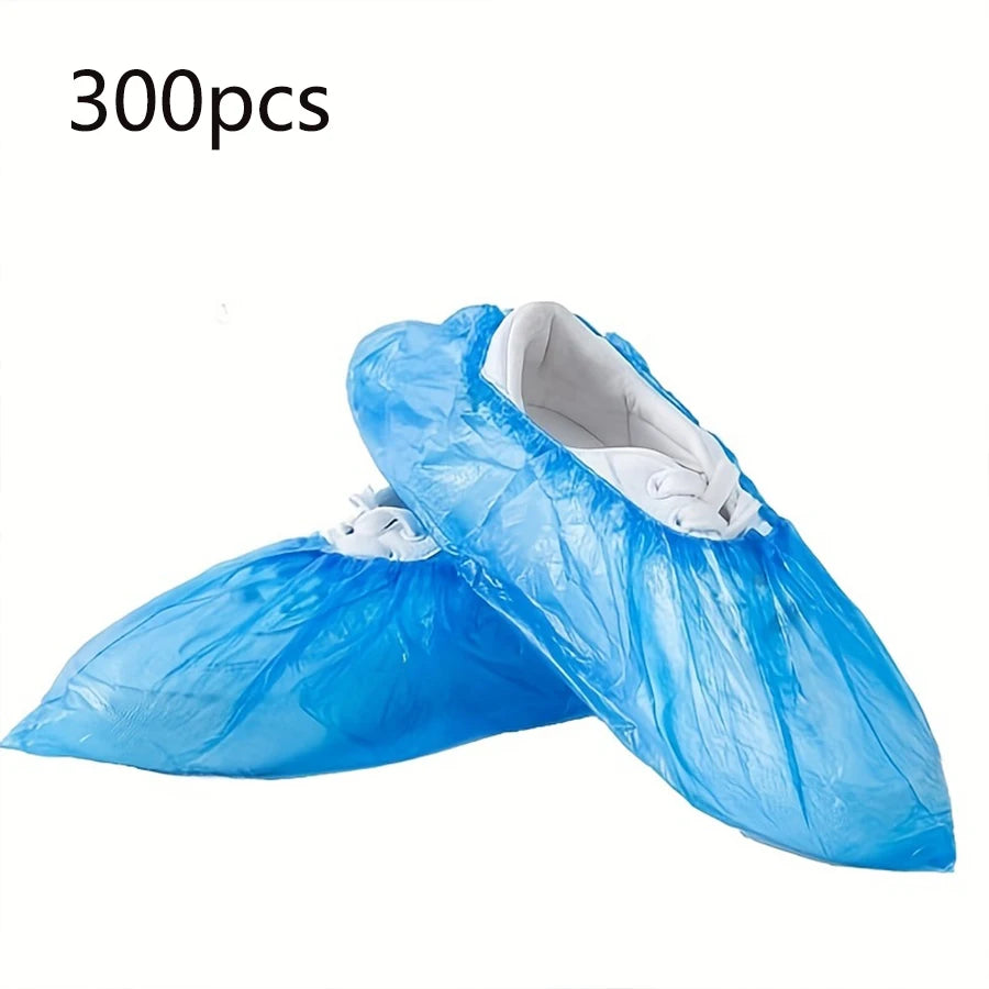 100/200/300/400Pcs Disposable Blue PE Shoe Covers Waterproof Dustproof Boot Covers for Home Hospital Office Use One Size FitsAll