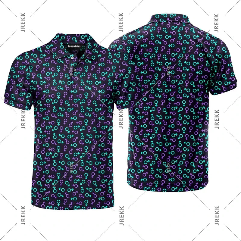 Sexy Over Print Polo Shirt For Men Hip Hop Street Personality Short Sleeve Button Golf Shirts Summer Vacation Carnival Funny Top