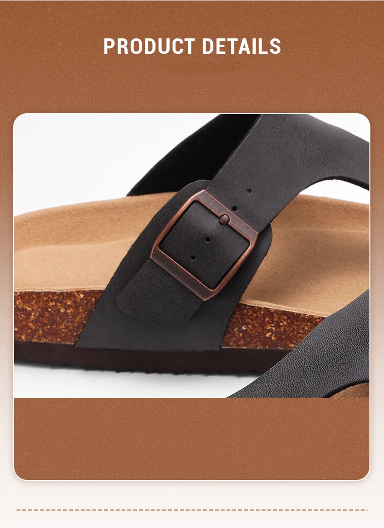 Crestar Womens Mens Sandals Fashion Adjustable Buckle Cork Footbed Slides Outdoor Beach Sliipers with Comfortable Arch Support