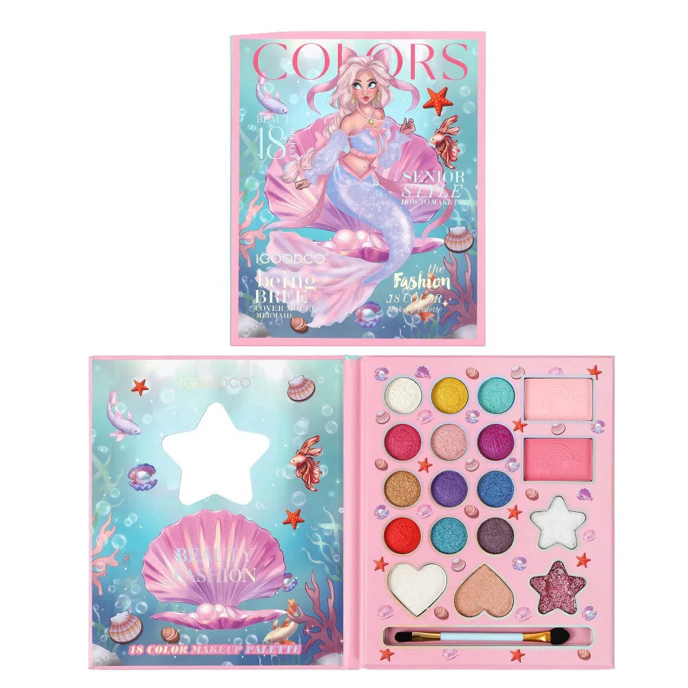 Women's Makeup Eye Shadow Palette,18 Color Cartoon Fashionable Pearlescent Matte Highlights Eyeshadow Palette Eye Makeup Gifts