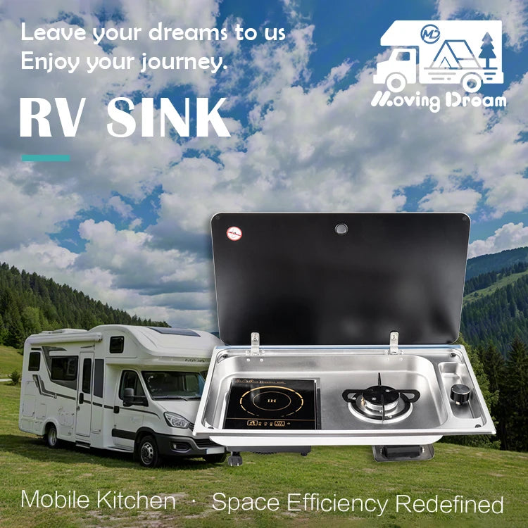 JDA Wholesale SS304 RV Built-In Gas Burner And Induction Cooker For Caravan Camper & Marine Use