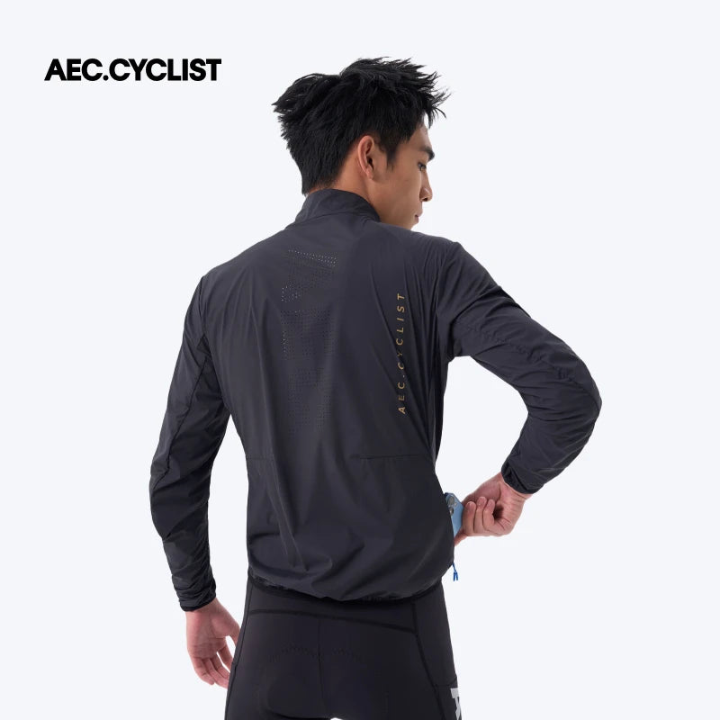 AEC.CYCLIST Windbreaker Cycling Jacket Men Women Ultra Light Quick Dry Cycling Jersey Breathable Bike Coats Zippered Side Pocket