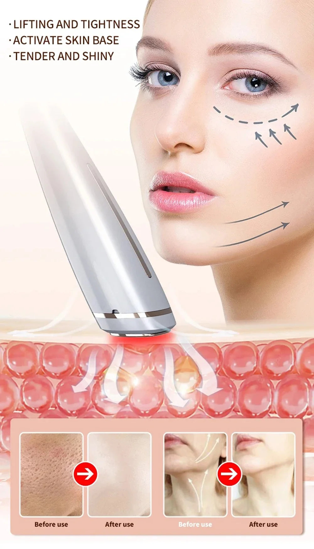 Home Beauty Instrument High Frequency Lifting Machine RF Face Massager Skin Care Tool for HIUFU Facial Lifting and Eye Tightenin