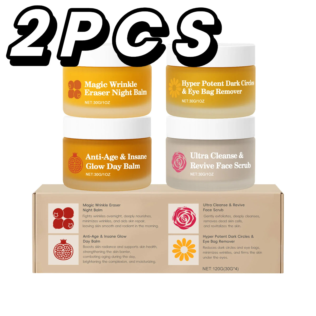 Korean 4in1 Day Night Facial Cream Set Remove Fine Line Shrink Pore Strengthen Firming Lasting Brighten Day Night Eye Care