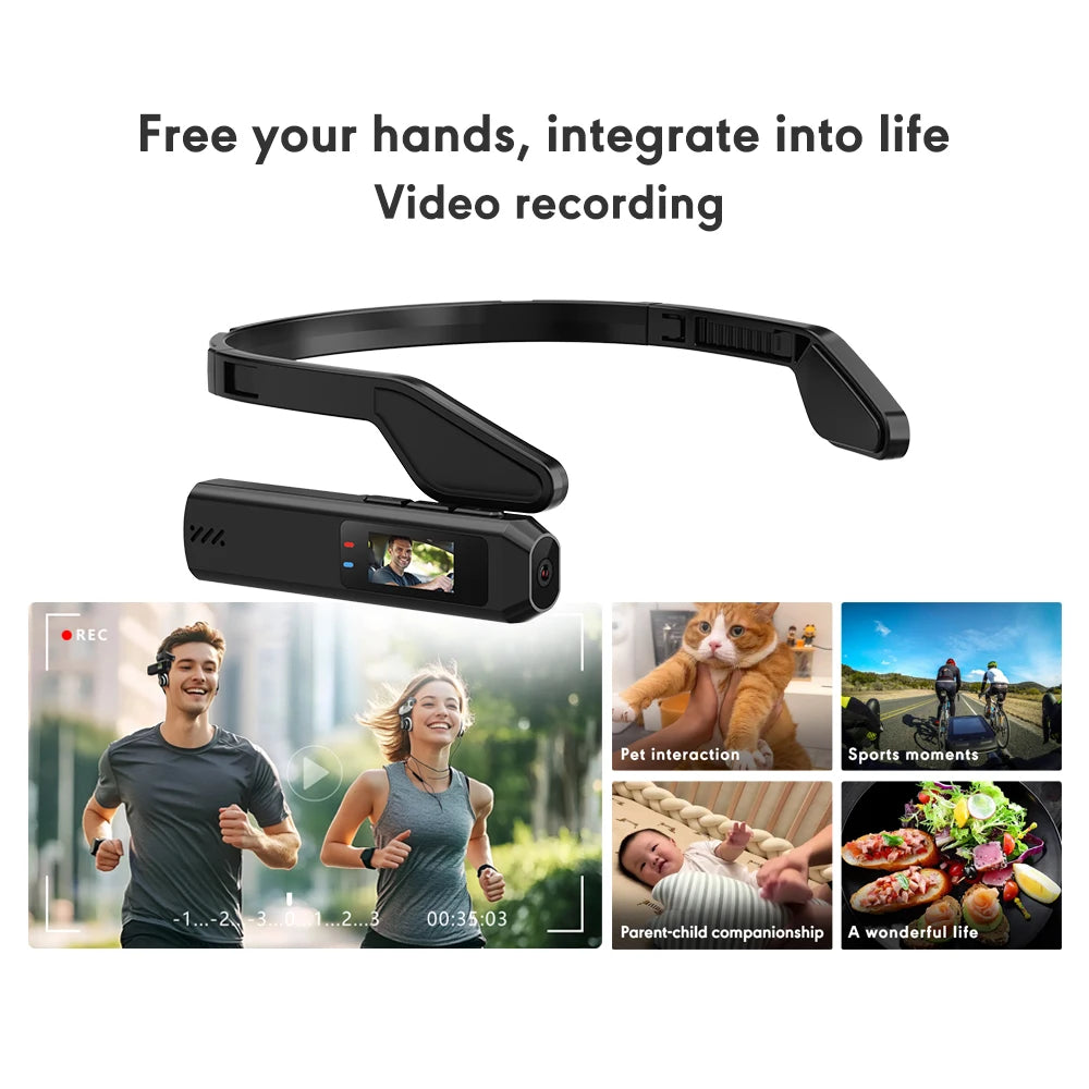 Portable Mini HD 2.7K/60FPS /60FPS Wearable Camera 110°Wide Angle Lens WiFi App Video Camcorder Head Mounted Sports Camera