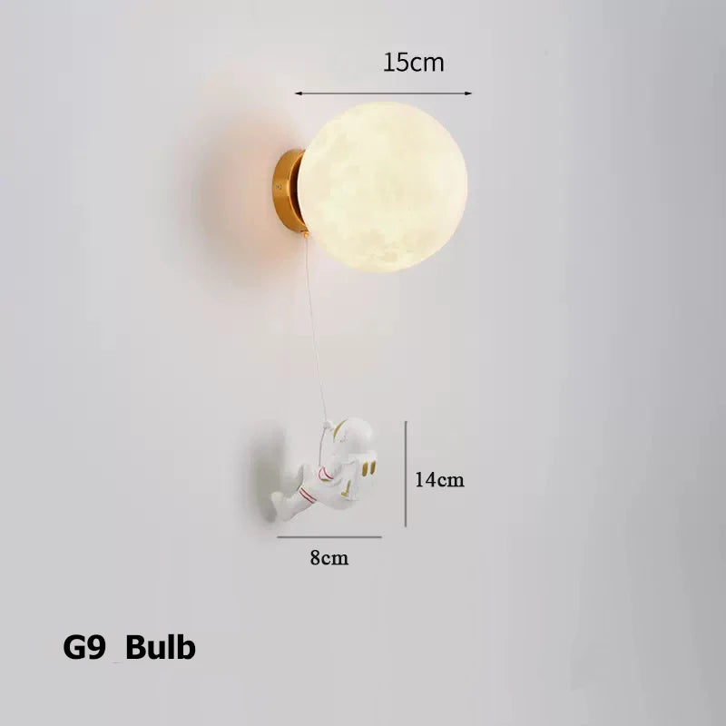 New Design Home Decoration Wall Lamp PLA Material 3D Print Lampshade Sconce Light Astronaut Climbing Moon Style Children Lustres