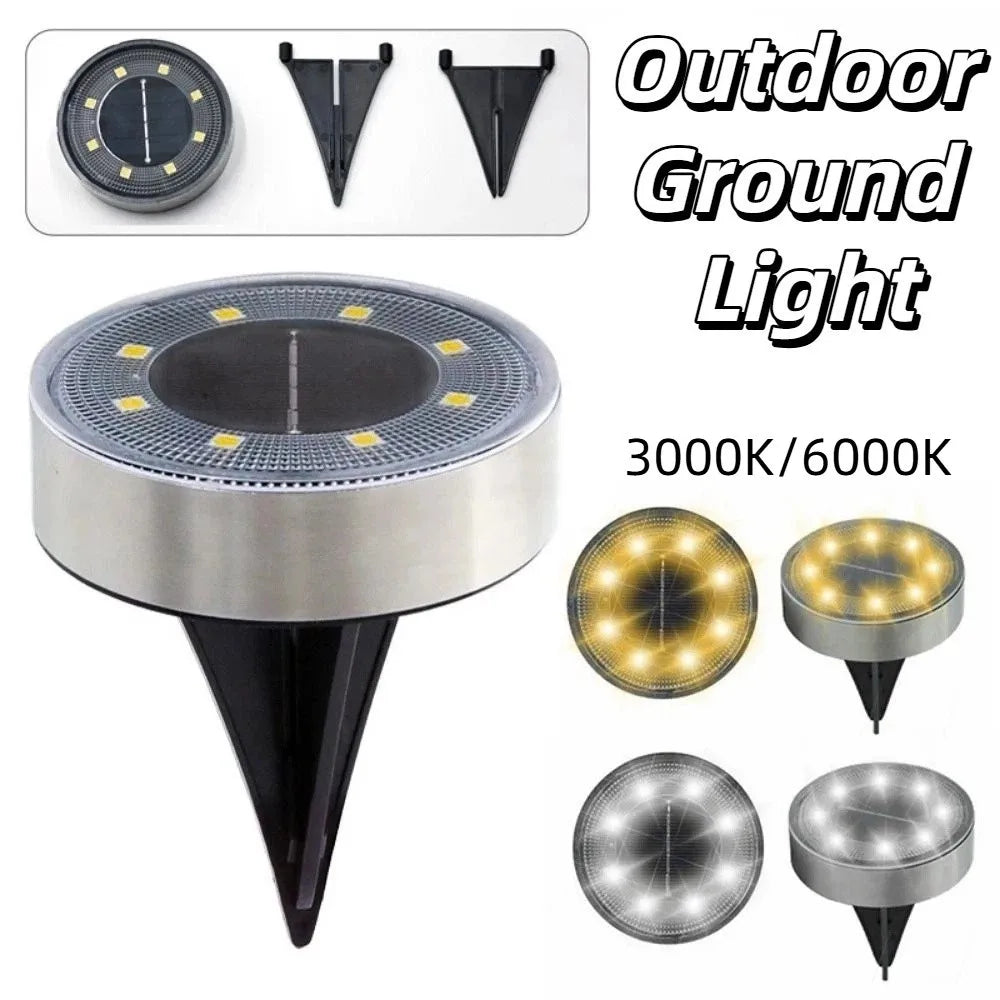 8 LED Outdoor Solar Light IP68 Waterproof Stainless Steel Buried Garden Light LED Lighting Auto on/Off LED Ground Lamp