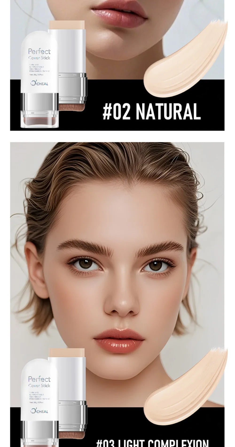 Thin and Comfortable Perfect Cover Stick Waterproof Instant Natural Concealer Foundation Stick Dewy Makeup Long-lasting
