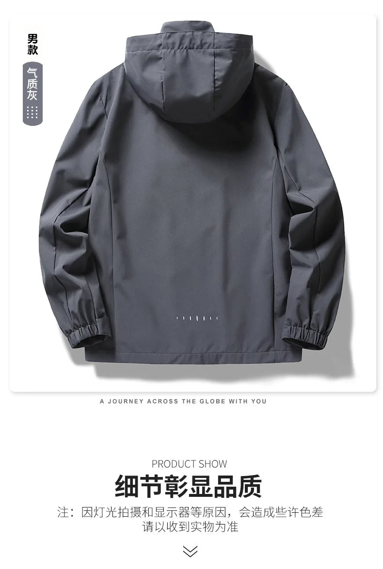 Couple Matching Hooded Jacket Stand Collar Thin Casual Outer Top For Men And Women Suitable For Spring Autumn Outdoor Travel An