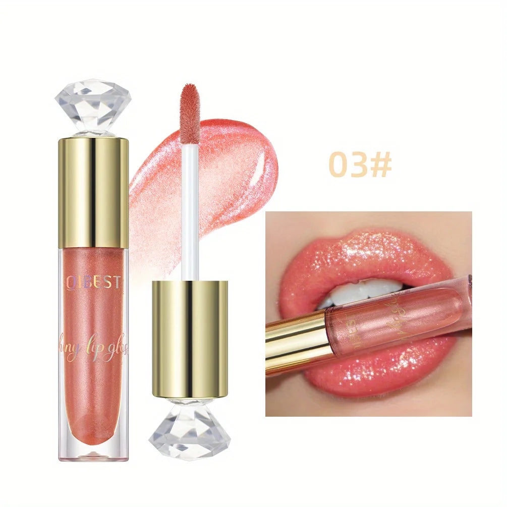 Shiny lip gloss, sparkling crystal, water-permeable and long-lasting color rendering, light and rich