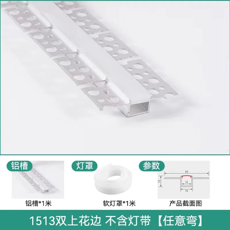 Recessed Bendable Led Aluminum Profile Hidden Ceiling Curved Channel Trimless Soft Cover Wall Floor Decor Linear Strip Light