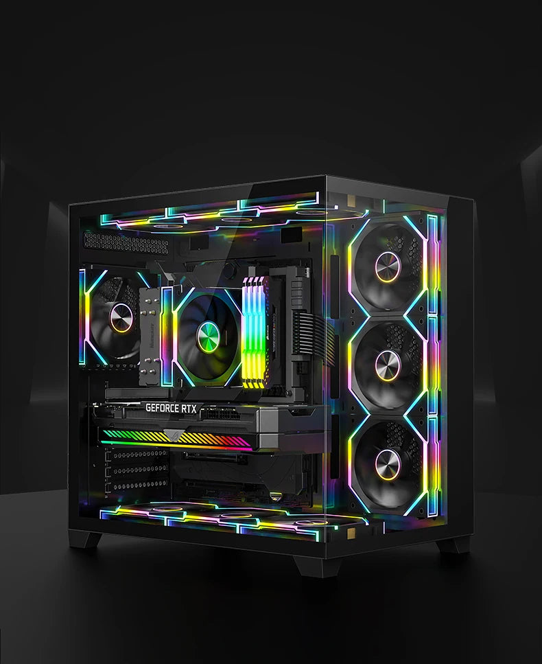 ICE Whale WX-1 Wire-Splicing PC Case Cooling Fan ARGB Mirror Cycle Light Effect 800-2000RPM PWM Water Cooling 360mm Cooler Fan