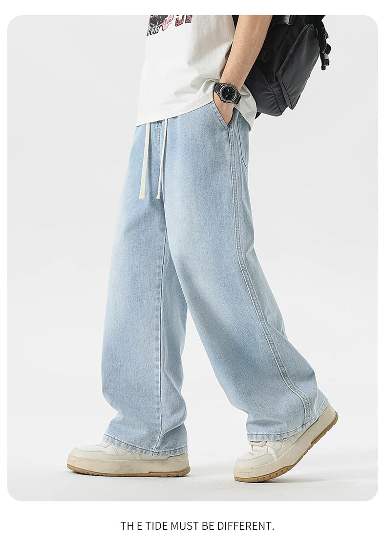Men's Jeans American Loose Wide-leg Loose Straight Casual Trousers Street Hip-hop Baggy Jeans Black Grey Blue Streetwear Men