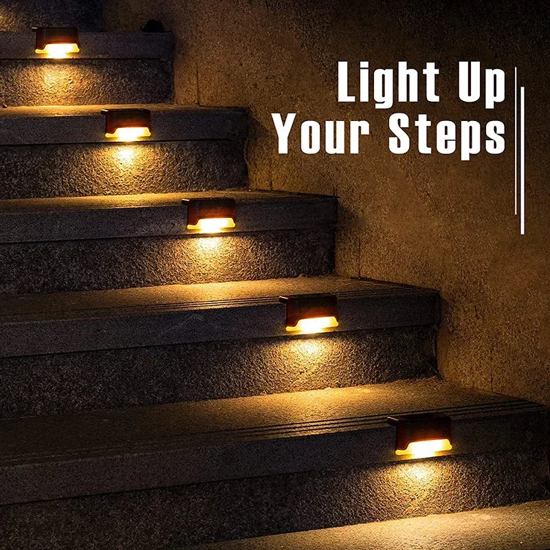 4-12Pcs Solar Deck Lights Outdoor Waterproof LED Fence Lights Step Garden Decorate Lamp for Patio Stairs Railing Pathway