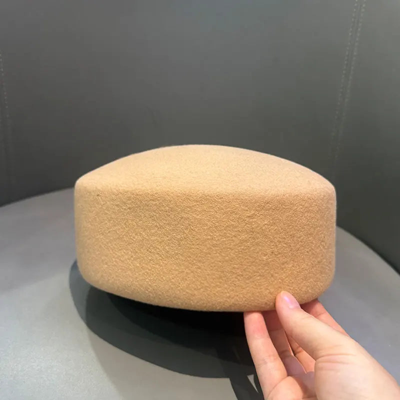Women Berets Hat Fashion Fall Winter Vintage Concave Top Pillbox Cap 100% Wool Fedoras Hats Wedding Designer Western Church Hat