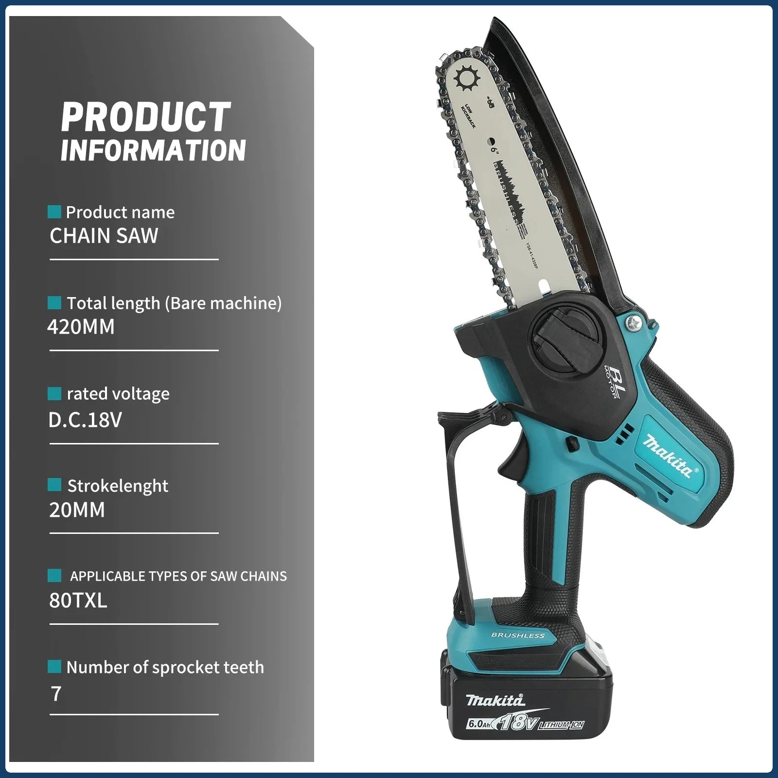 Makita  Chain Saw Electric Saw Handheld Portable Wood Logging Chainsaw Garden Pruning Wood Power Tool