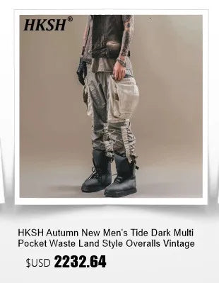HKSH Autumn New Men's Hooded Distressed Patchwork Folded Waste Land Tactical Punk Techwear Shoulder Batwing Sleeve Jacket HK2392