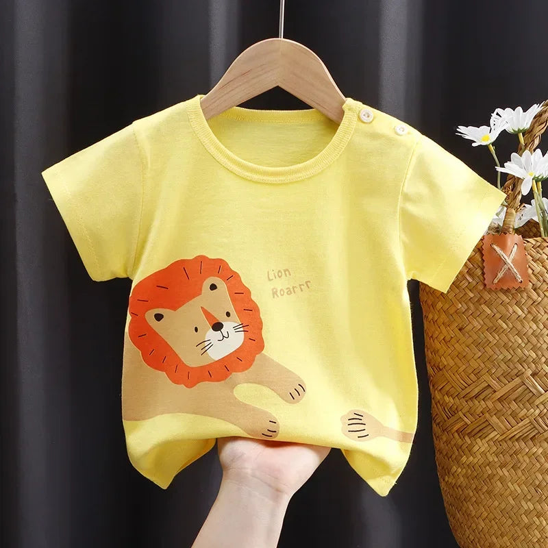 Baby Summer T-shirts Kids Toddler Children's Clothing Cartoon Print Cotton Tee Tops Boys and Girls Clothes