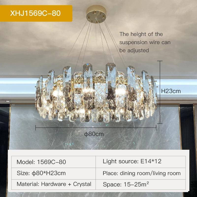 Postmodern Light Luxury LED Crystal Chandelier Atmosphere Dining Room High-end Home Bedroom Kitchen Living Room Pendant Lights