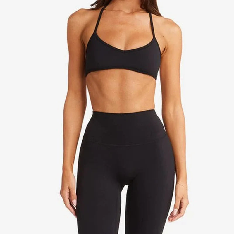 2PCS Yoga Suit Sports Set Gym Set Women Tracksuit Running Workout Clothes Halter Sports Bra Leggings Athletic Wear Yoga Clothing