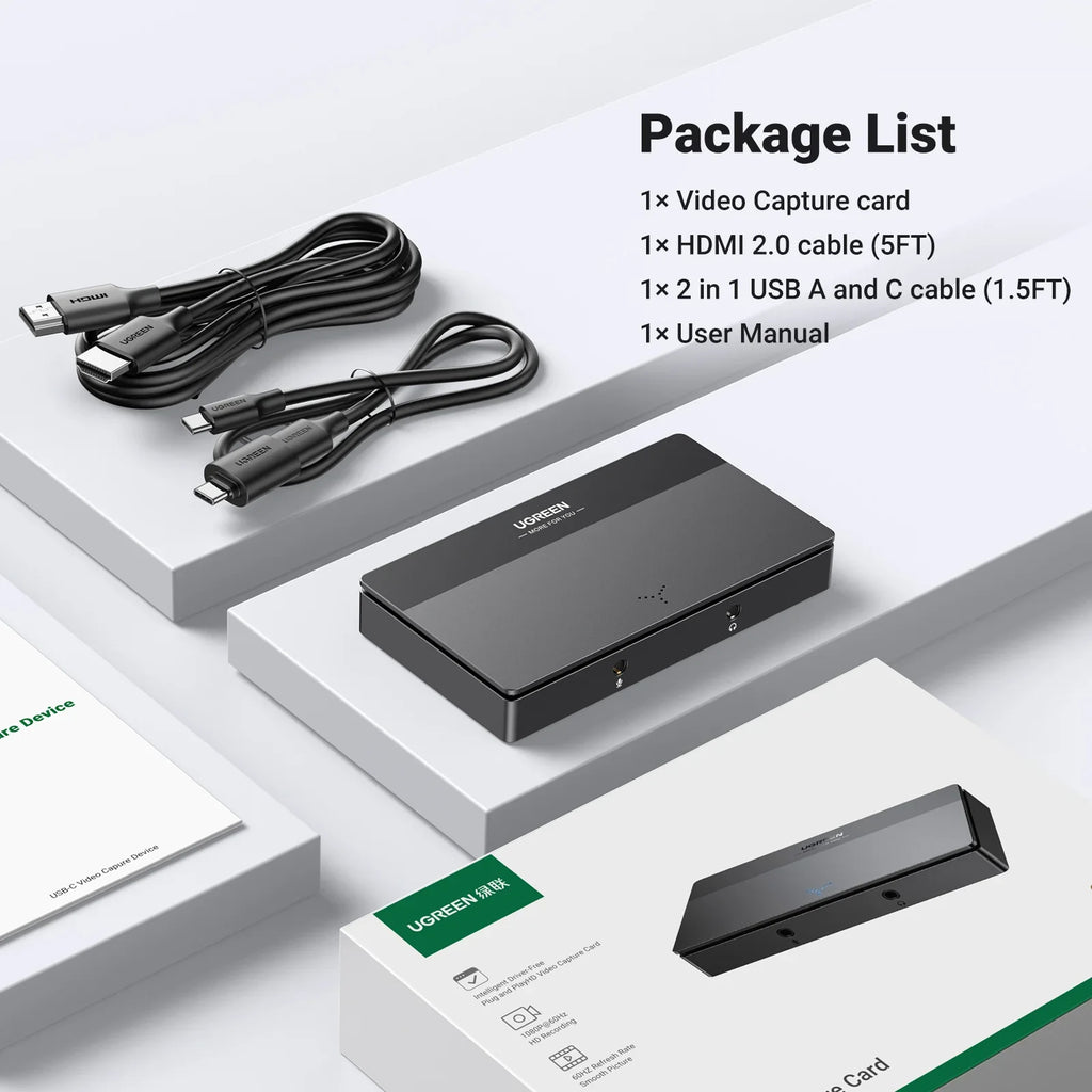 UGREEN CM630 Video Capture Card 4K/60Hz HDMI To USB-C HDMI Video Grabber Box for PC Computer Camera Live Stream Record Meeting