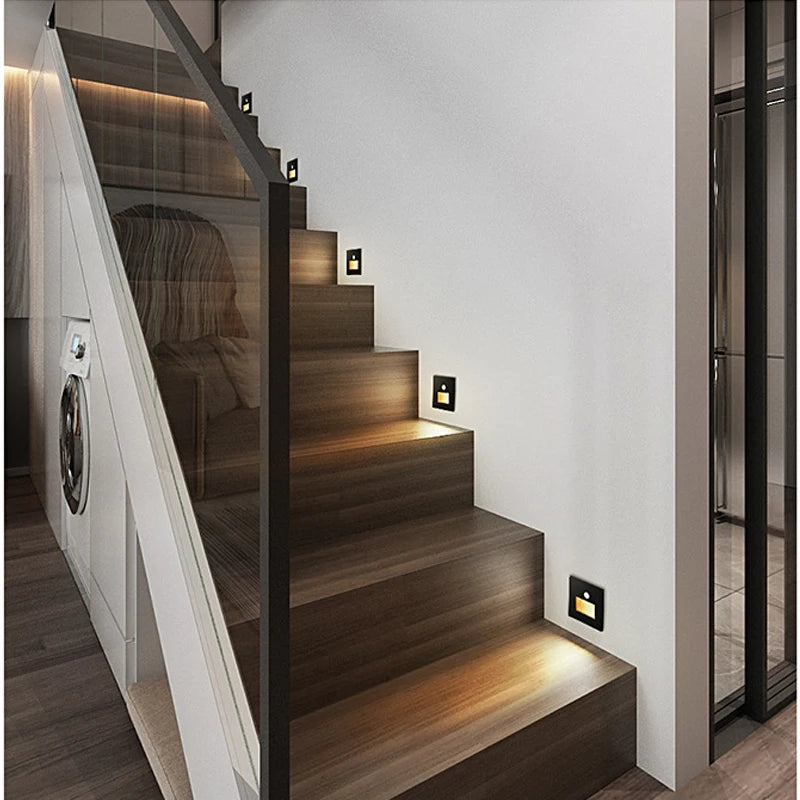 Infrared Motion Sensor Stair Lights Indoor Outdoor Stair Step Wall Lamp 3W Recessed LED Step Light Staircase Bedroom Decoration