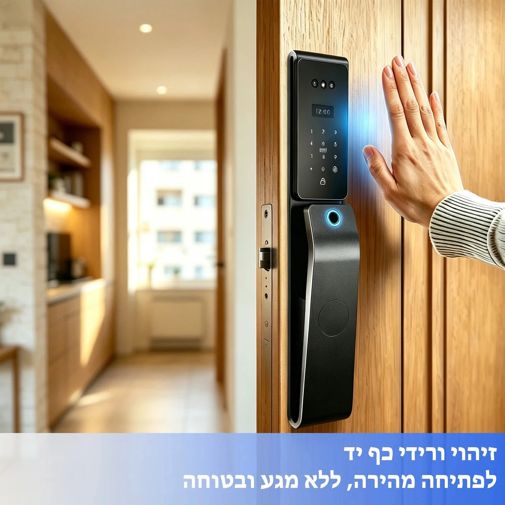 SmarDeer IP66 Waterproof Smart Lock,3D Facial Recognition Fingerprint Door Lock,Tuya Electronic Door Lock for Israel Standard