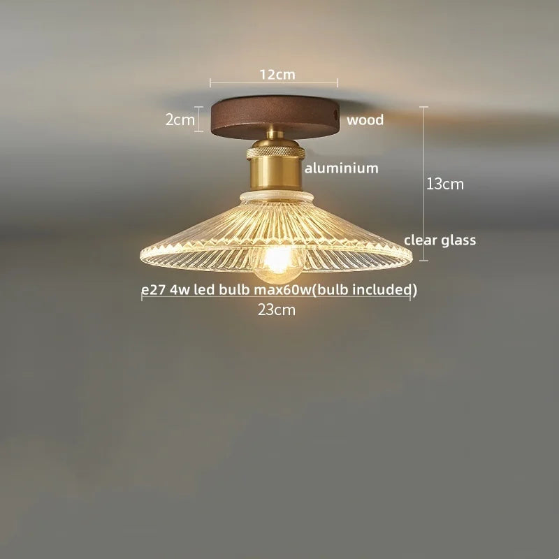 IWHD Walnut Copper LED Ceiling Lights Decoration Aisle Corridor Living Room Light Home Lighting Modern Ceiling lamp Luminaria