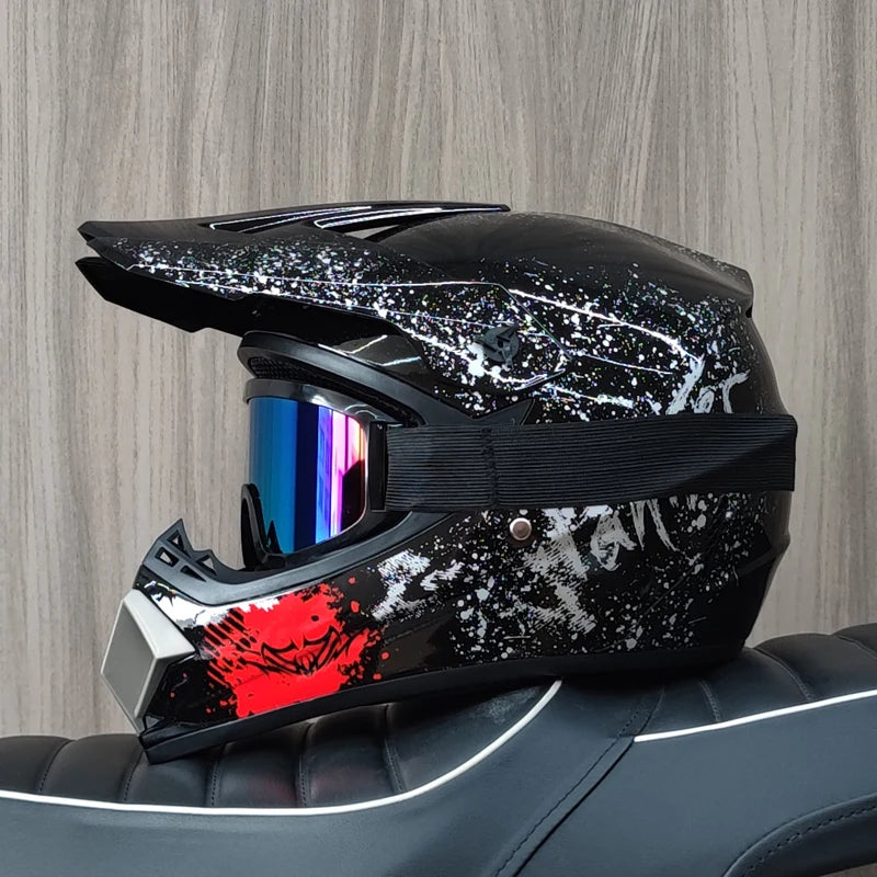 Professional motorcycle off-road helmet with free goggles, off-road bike ATV Quad DH racing protective helmet Casco
