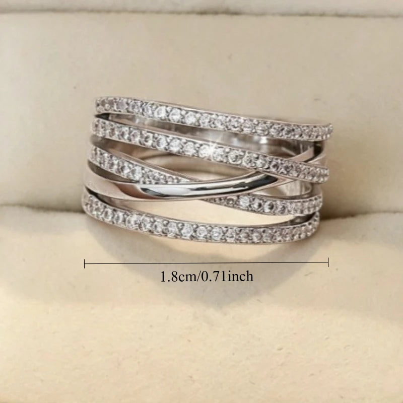Luxurious and Fashionable Multi-layered Women's Rings Suitable for Banquets, Parties, Valentine's Day, Women's Jewelry Gifts