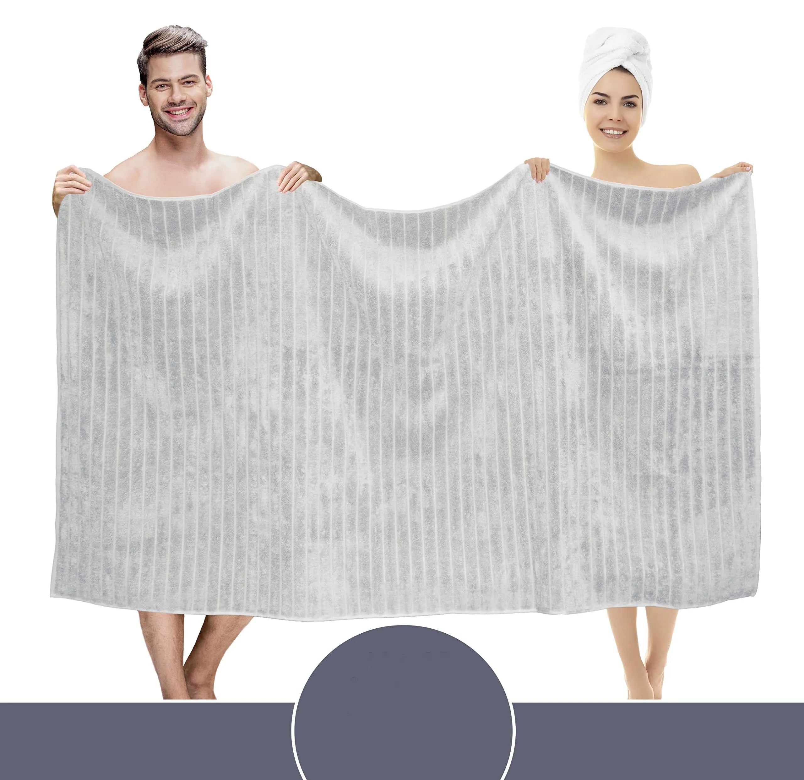 Classic Turkish Towel, Extra Large, Premium Cotton Bath,Thick and Absorbent,Quick-Dry,Ribbed, Luxury Bathroom Towels, 27x55 Inch