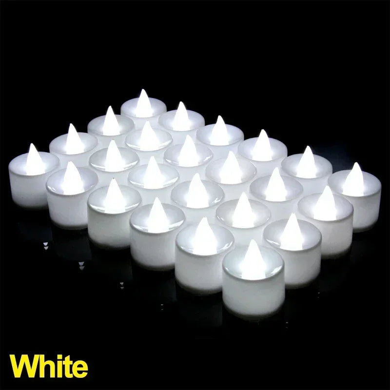 1/48pcs Flameless LED Candle Warm White Light Battery-Power Tealight Haunted House Atmosphere Candle Wedding DIY Decor Supplies