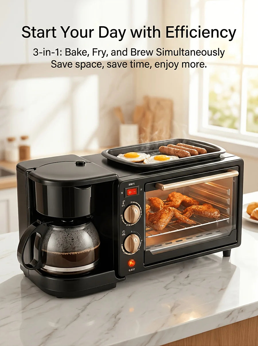 Breakfast Maker, Toaster, Sandwich Oven, Coffee Maker, Small Appliances 3-in-1 Multifunctional Home Toaster