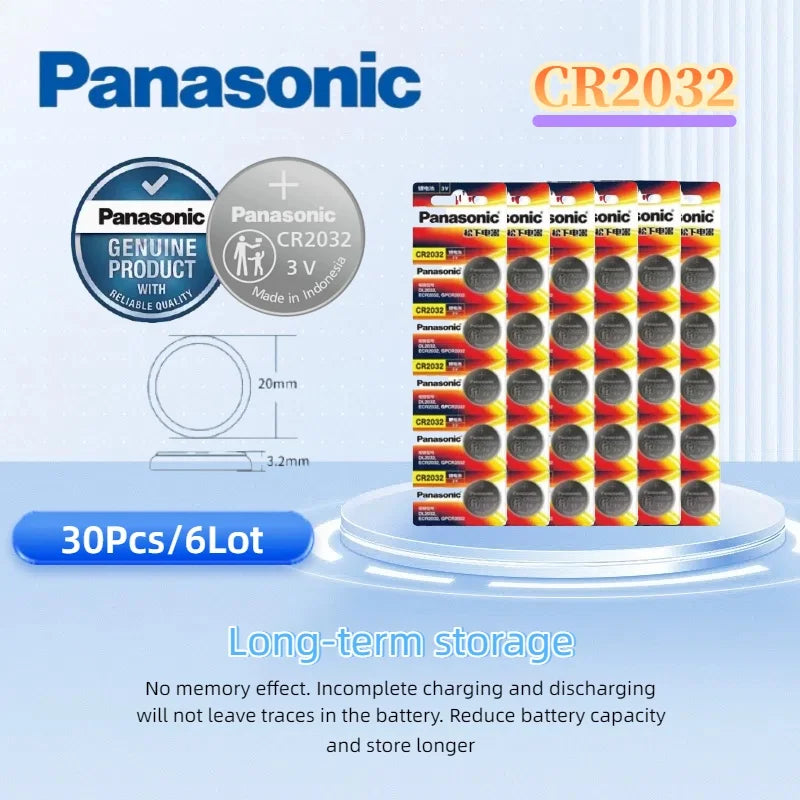 5-30pcs Original PANASONIC CR2032 CR 2032 3V Lithium Battery For Watch Calculator Clock Remote Control Toys Button Coins Cell