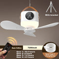 LED Light With Fan Portable Silent Ceiling Fans Light Rechargeable/Plug-in LED Lamp Remote Control 7200mAh for Bedroom Camping